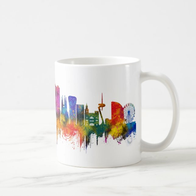 Barcelona Spanien Siluett Kaffemugg (Höger)