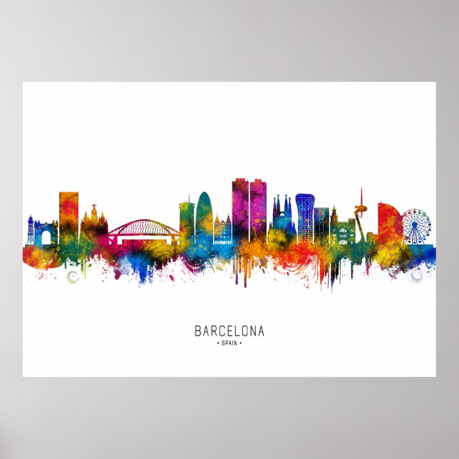 Barcelona Spanien Siluett Poster (Framsidan)