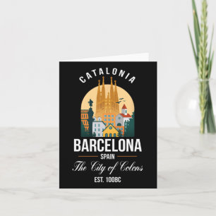 Barcelona Spanien Siluett Souvenirer Familjesemest Kort