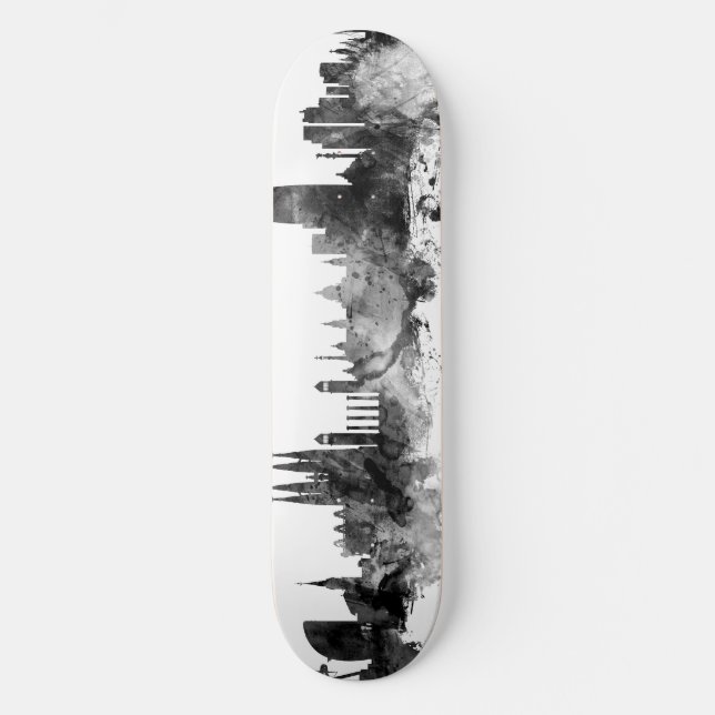 Barcelona Spanien Skyline Black White Mini Skateboard Bräda 18,5 Cm (Framsida)