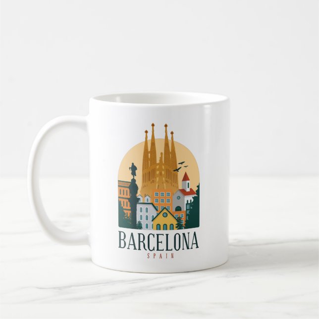 Barcelona Spanien Skyline Coffee Mugg (Vänster)