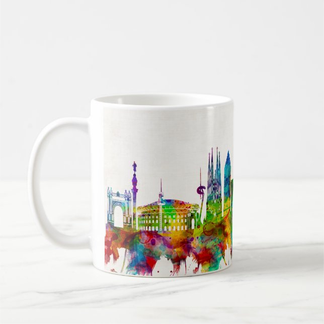 Barcelona Spanien Skyline Kaffemugg (Vänster)