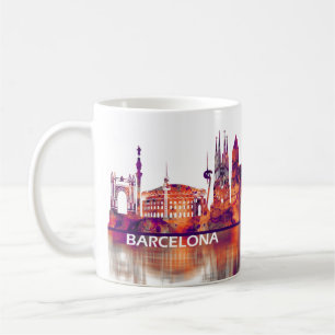Barcelona Spanien Skyline Kaffemugg