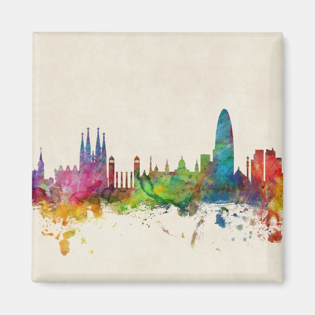 Barcelona Spanien Skyline Magnet (Framsidan)