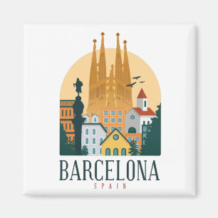 Barcelona Spanien Skyline Metall Magnet