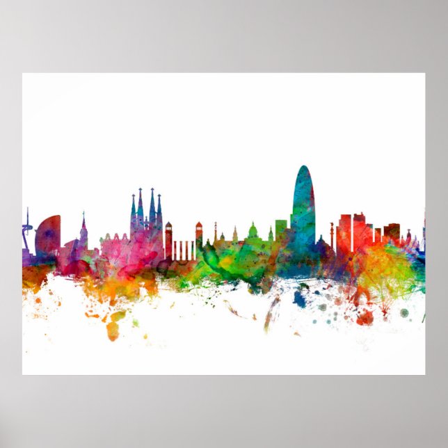 Barcelona Spanien Skyline Poster (Framsidan)