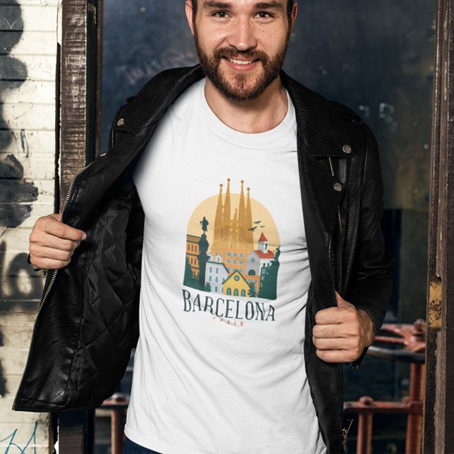 Barcelona Spanien Skyline T-Shirt (barcelona spain retro vintage travel t shirt)