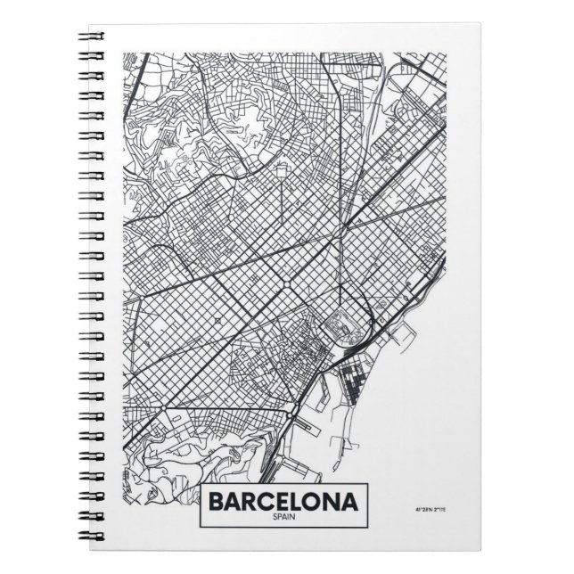 Barcelona Spanien | stadskarta Anteckningsbok Med Spiral (Framsidan)