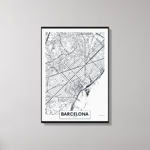 Barcelona Spanien stadskarta Canvastryck