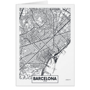 Barcelona Spanien stadskarta Hälsningskort