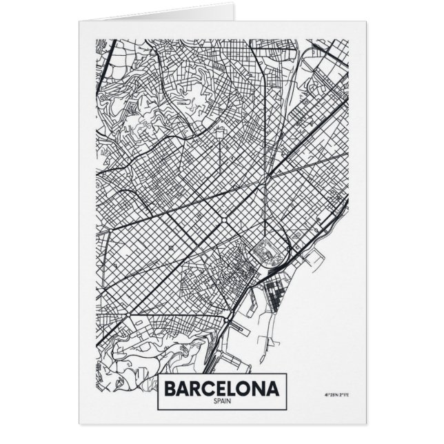 Barcelona Spanien | stadskarta Hälsningskort (Framsidan)