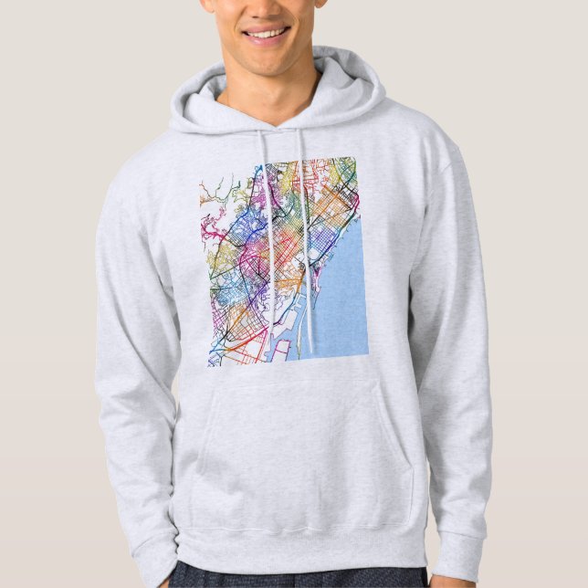 Barcelona Spanien Stadskarta Hoodie (Framsida)