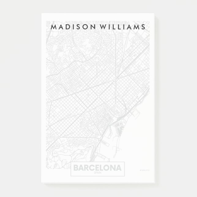 Barcelona Spanien | stadskarta Post-it Block (Framsida)