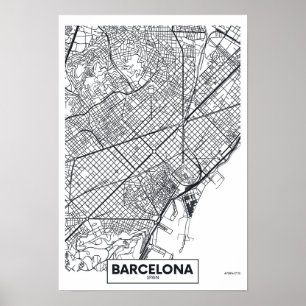 Barcelona Spanien stadskarta Poster