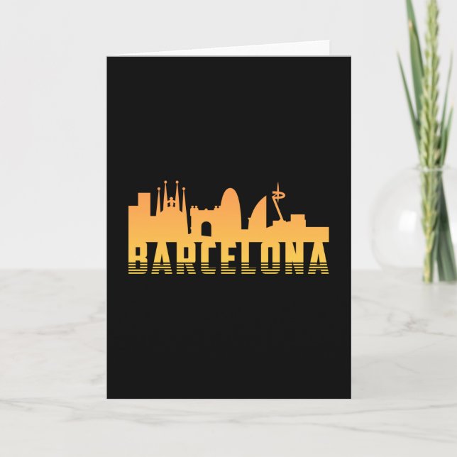 Barcelona Spanien Stadssilhuett Roligt Present Kort (Framsida)