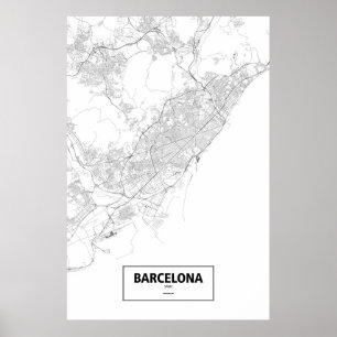 Barcelona Spanien (svarten på vit) Poster