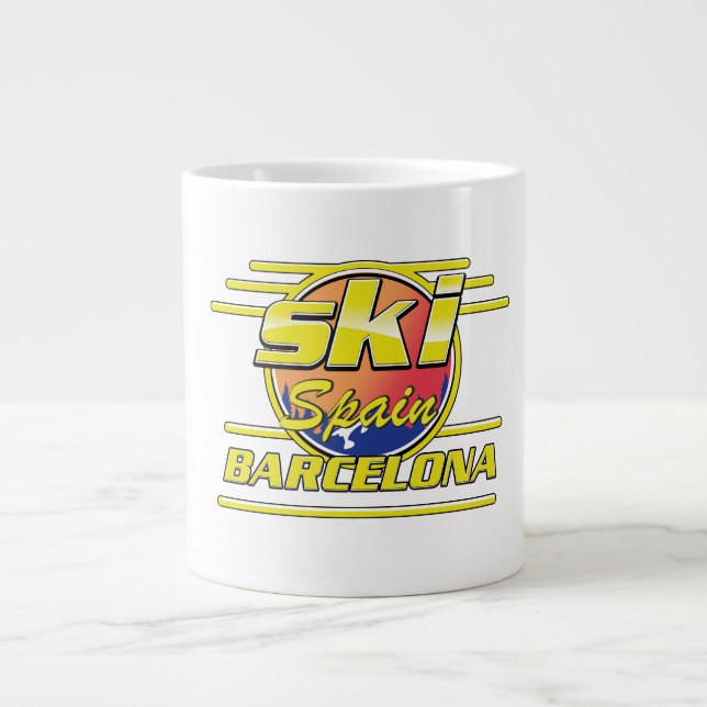 Barcelona Spanien till skidlogo Jumbo Mugg (Framsidan)
