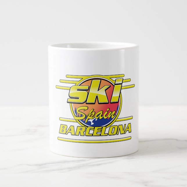 Barcelona Spanien till skidlogo Jumbo Mugg (Framsidan)
