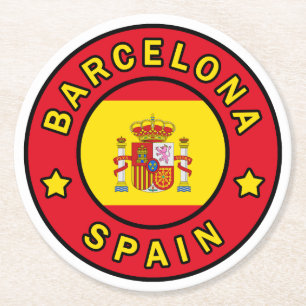 Barcelona Spanien Underlägg Papper Rund