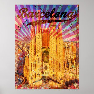Barcelona, Spanien, Vintage affisch
