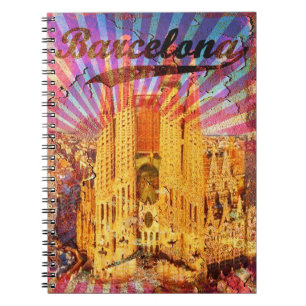 Barcelona, Spanien, Vintage affisch Anteckningsbok