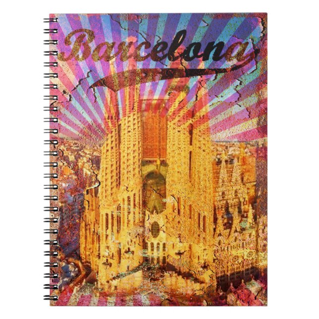 Barcelona, Spanien, Vintage affisch Anteckningsbok (Framsidan)