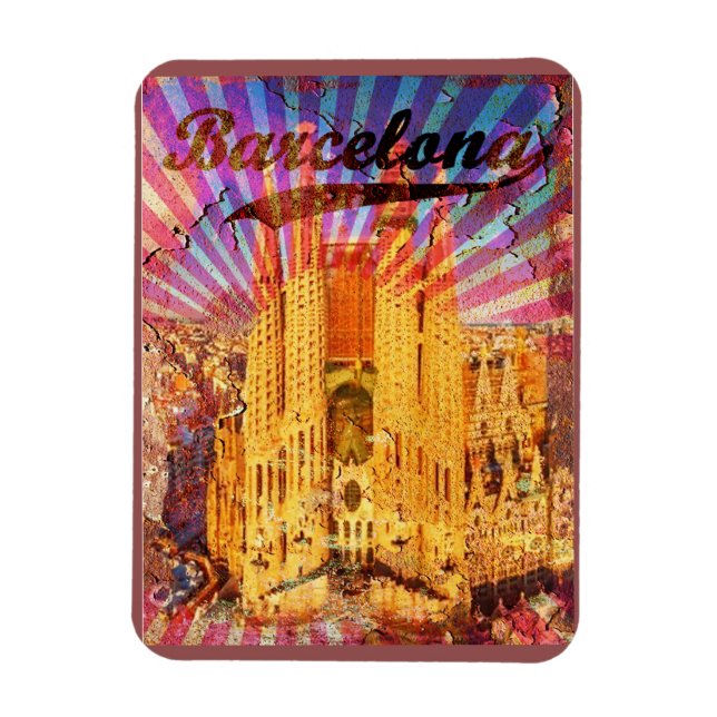 Barcelona, Spanien, Vintage affisch Magnet (Vertikal)