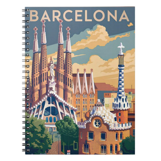 Barcelona Spanien vintage Anteckningsbok (Framsidan)