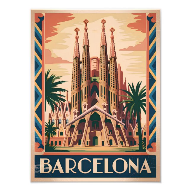 Barcelona Spanien vintage Fototryck (Framsidan)