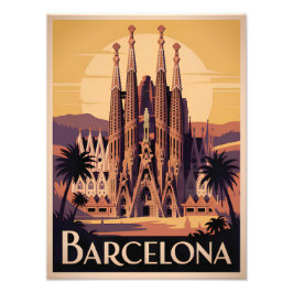 Barcelona Spanien vintage Fototryck