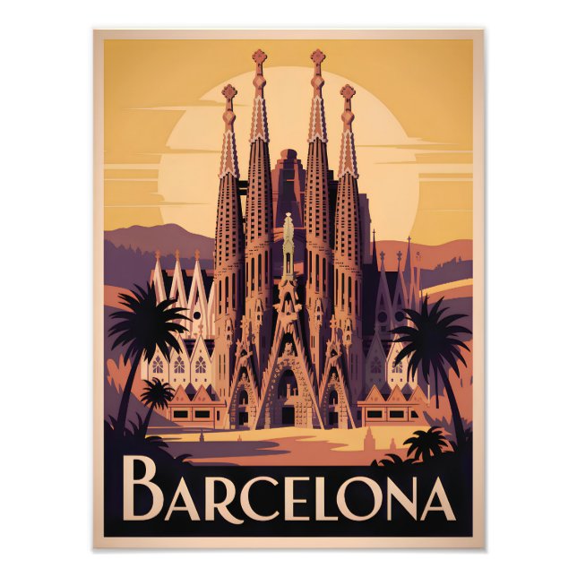Barcelona Spanien vintage Fototryck (Framsidan)