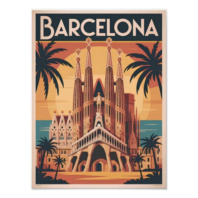 Barcelona Spanien vintage Fototryck (Framsidan)