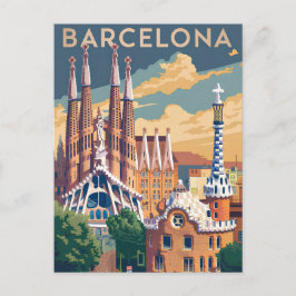 Barcelona Spanien vintage Helg Vykort