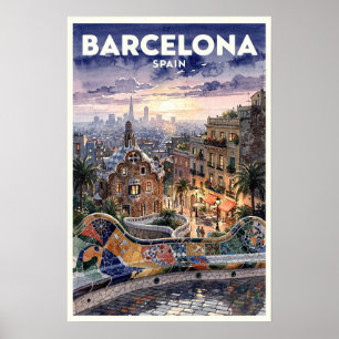 Barcelona Spanien Vintage Resa Poster