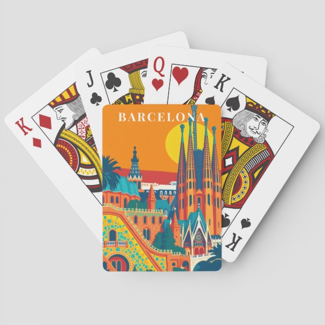 Barcelona Spanien Vintage Resa Retro Casinokort (Baksidan)
