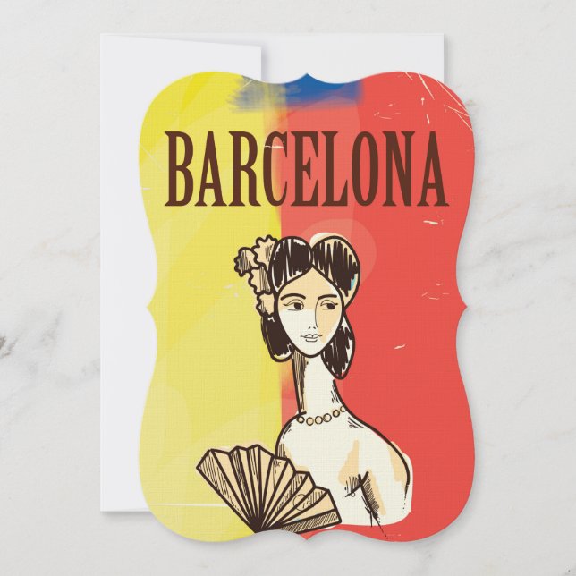 Barcelona Spanien vintage resemålning affisch Inbjudningar (Framsida)