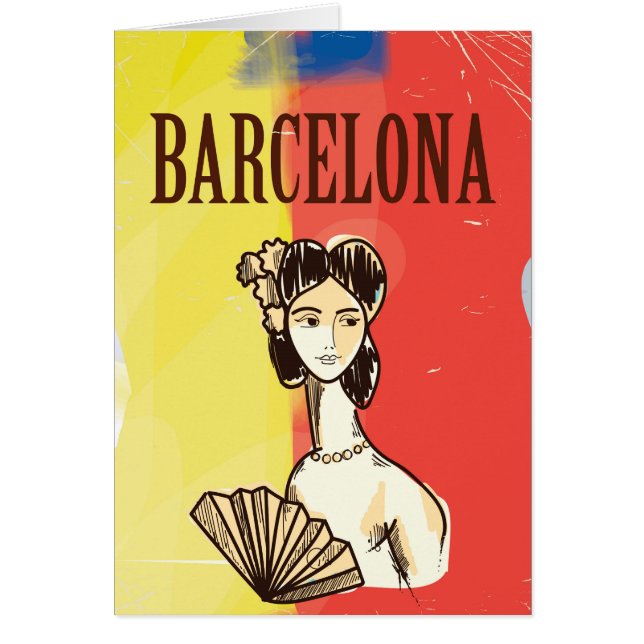 Barcelona Spanien vintage resemärke Hälsningskort (Framsidan)