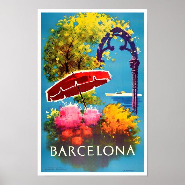 Barcelona Spanien vintage resor Poster (Framsidan)