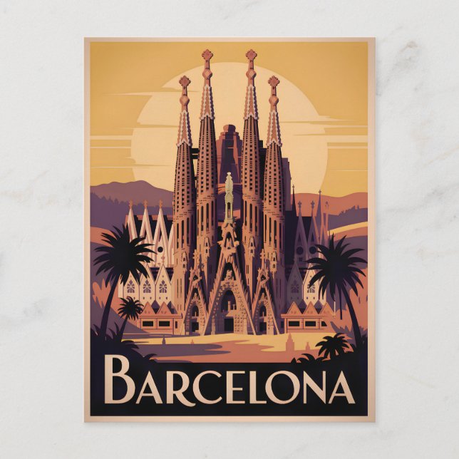 Barcelona Spanien vintage Vykort (Framsida)