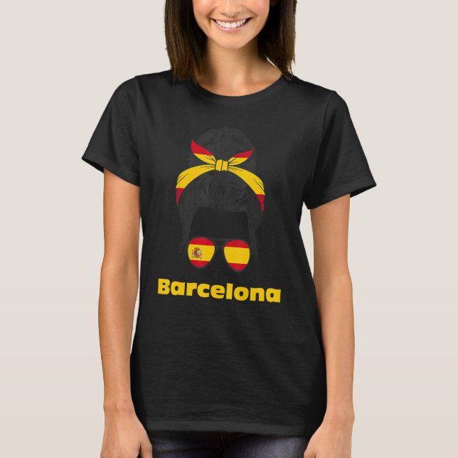 Barcelona Spansk Dam Spanien Flagga T Shirt (Framsida)