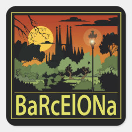Barcelona Square Stickers, Glossy Fyrkantigt Klistermärke
