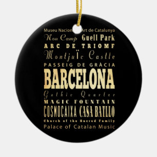 Barcelona stad av Spanien typografikonst Julgransprydnad Keramik