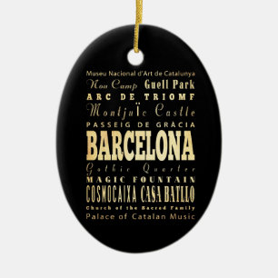 Barcelona stad av Spanien typografikonst Julgransprydnad Keramik