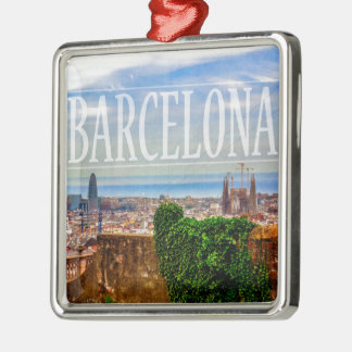 Barcelona stad julgransprydnad metall