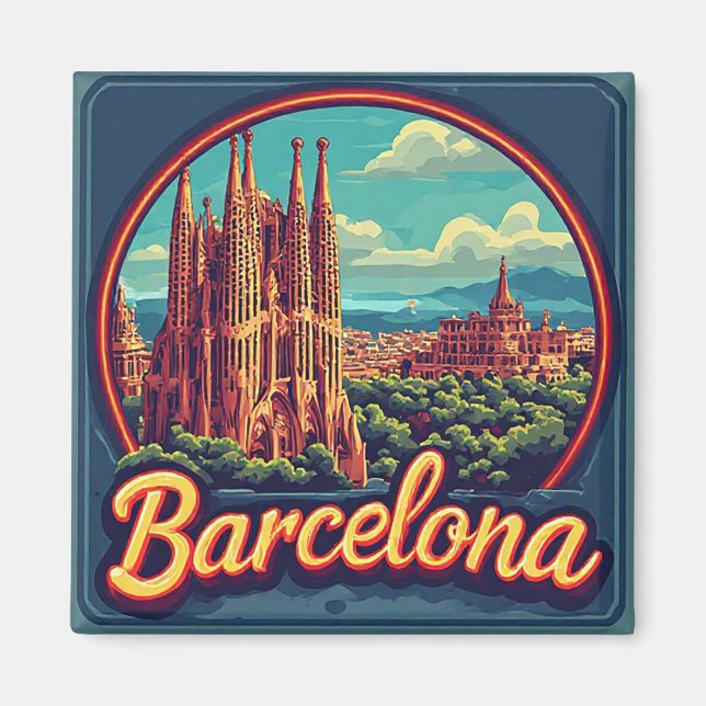 🧲 Barcelona stadsutflykt Minne Spanien 🌴 Magnet (Framsidan)