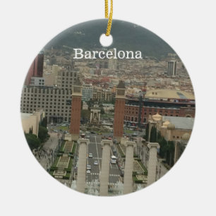 Barcelona Stadsvy Julgransprydnad Keramik