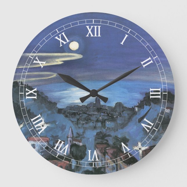 Barcelona Stadsvy nattetid av Walter Gramatte Stor Klocka (Framsida)