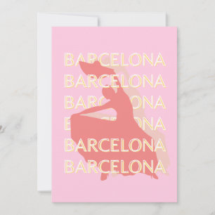 Barcelona Travel Art, Rosa, Pastel Julkort