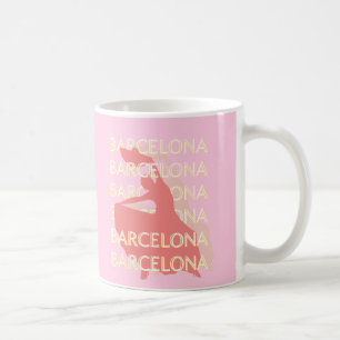 Barcelona Travel Art, Rosa, Pastel Kaffemugg