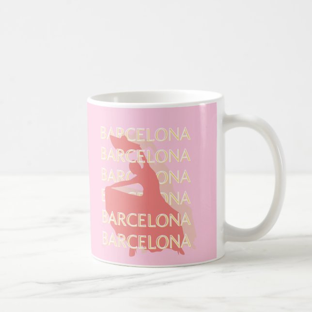 Barcelona Travel Art, Rosa, Pastel Kaffemugg (Höger)